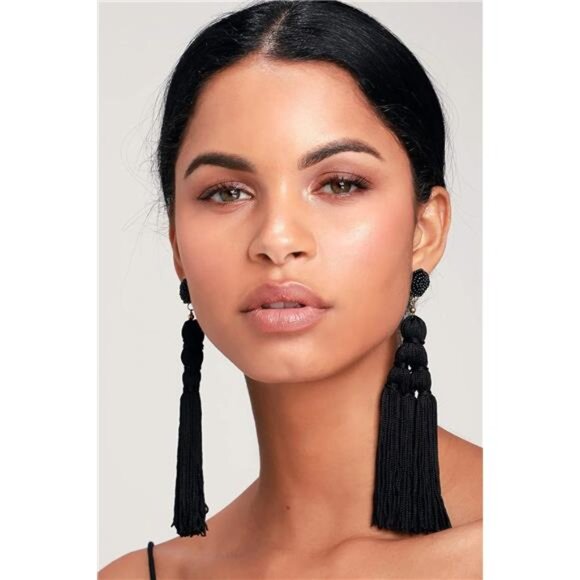 Handmade Beaded Tassel Earrings | 5.5” Long Boho Fringe Earrings - Picture 3 of 5